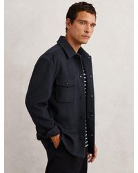 Reiss - Wool-Blend Herringbone Overshirt - Lyst