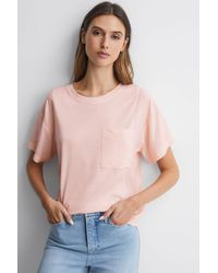 Reiss - Sofia - Pink Cotton Blend Crew Neck T-shirt, M - Lyst
