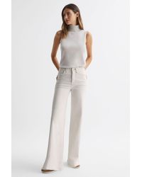 GOOD AMERICAN - Palazzo Stretch Jeans, Off White - Lyst