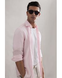 Reiss - Ruban - Soft Pink Ruban Linen Regular Fit Shirt - Lyst