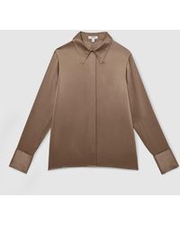Reiss - Ameira Silk-Satin Concealed-Placket Shirt - Lyst