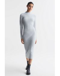 Reiss - Mara - Grey Knitted Bodycon Midi Dress - Lyst