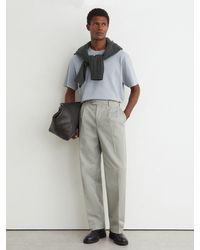 Reiss - Cotton Slub Pleated Relaxed-Fit Trousers - Lyst