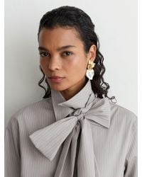 Reiss - Cotton Striped Tie-Neck Shirt - Lyst