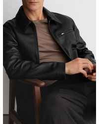 Reiss - Leather Zip-Through Jacket - Lyst