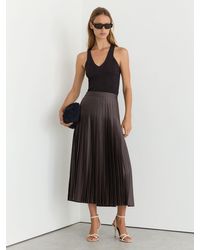 Reiss - Petite Satin Pleated Midi Skirt - Lyst