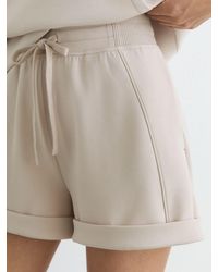 Reiss - Phoebe - Neutral Premium Interlock Drawstring Shorts, L (us 12-14) - Lyst