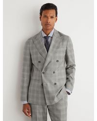 Reiss - Classic Fit Wool Check Double-Breasted Suit Blazer - Lyst