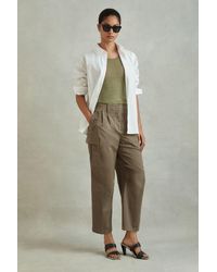 Reiss - Indie - Khaki Cotton Blend Tapered Combat Trousers - Lyst