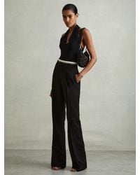 Reiss - Waistband Detail Wide Leg Trousers - Lyst