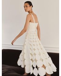 Reiss - Cotton Cut-Out Belted Midi Dress - Lyst