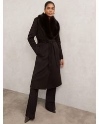 Reiss - Petite Faux-Fur Collar Blindseam Coat Wool-Blend - Lyst