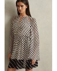 Reiss - Minty - Black/neutral Striped Cut-out Mini Dress - Lyst