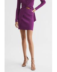 Reiss - Bea - Magenta Knitted Co-ord Mini Skirt, S - Lyst