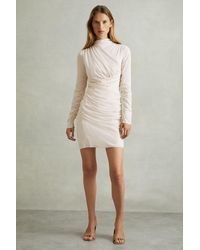 Reiss - Kitty - Pale Pink Ruched Mini Dress, Us 4 - Lyst