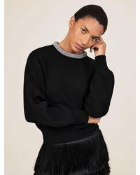 Reiss - Wool-Blend Necklace-Trim Jumper With Cashmere - Lyst