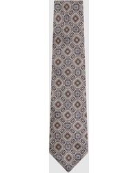 Reiss - Assisi - Grey Multi Silk Medallion Print Tie, One - Lyst