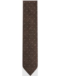Reiss - Lorenzo - Chocolate Melange Silk Blend Textured Polka Dot Tie - Lyst