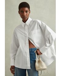 Reiss - Edie - White Oversized Cotton Button-through Shirt, M - Lyst