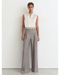 Reiss - Gia - Ivory Silk Draped Sleeveless Top, Us 12 - Lyst