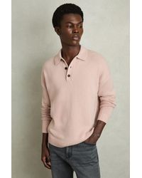 Reiss - Soft Wool Blend Long Sleeve Polo Shirt - Lyst