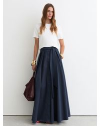 Reiss - Cotton-Blend Pleated Maxi Skirt - Lyst