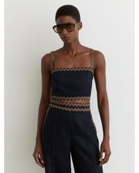 Reiss - Linen Wave-Trim Cropped Cami Top - Lyst