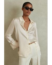 Reiss - Hailey - Ivory Petite Silk Shirt, Us 6 - Lyst