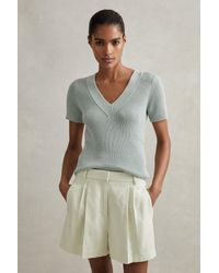 Reiss - Dianna - Mint Front Pleat Linen Blend Suit Shorts - Lyst