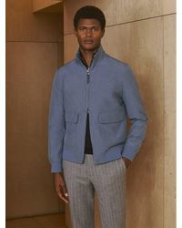 Reiss - Rufus - Airforce Blue Zip-through Funnel-neck Jacket, Xl - Lyst