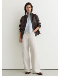Reiss - Carmen - Neutral Lyocell-linen Wide-leg Trousers, Us 14 R - Lyst