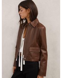 Reiss - Collared Leather Jacket - Lyst