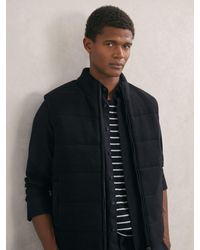 Reiss - Otley - Navy Rib-knit Zip-through Gilet, S - Lyst