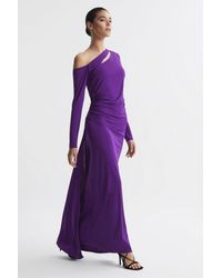 Reiss - Delphine - Purple Off-the-shoulder Cut-out Maxi Dress, Us 12 - Lyst