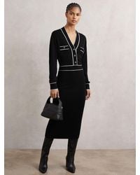 Reiss - Wool-Blend Tipped Dress With Cashmere - Lyst