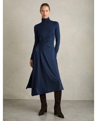 Reiss - Draped Jersey Midi Dress - Lyst