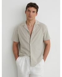 Reiss - Cotton-Blend Stripe Cuban-Collar Shirt - Lyst