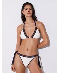 Reiss - Riva - Ivory Contrast-stripe Side-tie Bikini Bottoms, Us 12 - Lyst