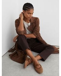 Reiss - Suede Croc-Embossed Ballet Flats - Lyst