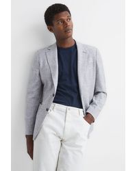 Reiss - Lindhurst - Grey Single Breasted Check Blazer, 44 - Lyst