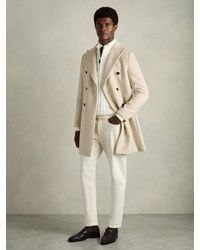 Reiss - Timpano - Oatmeal Wool-blend Double-breasted Coat, Xxl - Lyst
