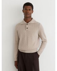 Reiss - Wool Stitch-Detail Half-Button Jumper - Lyst