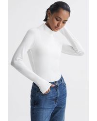 Reiss - Piper - White Fitted Roll Neck T-shirt, L - Lyst