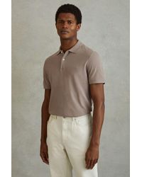 Reiss - Peters - Dark Taupe Slim Fit Garment Dyed Embroidered Polo Shirt, M - Lyst