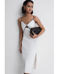 Reiss - Leona Cut-out Contrasting-trim Cotton Midi Dress - Lyst