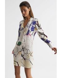 Reiss - Margarite Abstract-sketch Print Woven Mini Dress - Lyst