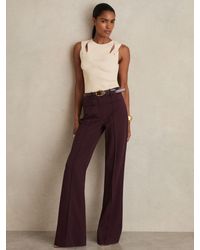 Reiss - Claude - Burgundy High Rise Flared Trousers, Us 10 - Lyst