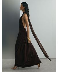 ATELIER - Chiffon Draped Halterneck Maxi Dress - Lyst