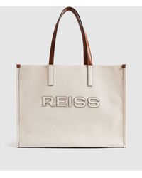 Reiss - Lola - Natural Woven Logo Tote Bag, One - Lyst