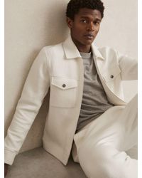 Reiss - Jersey Ribbed Zip Overshirt - Lyst